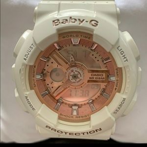 Baby G - white watch with gold rose face